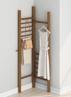室转角挂凉衣架落地衣家用卧TJJ06282墙角帽架实木收纳架简易衣架