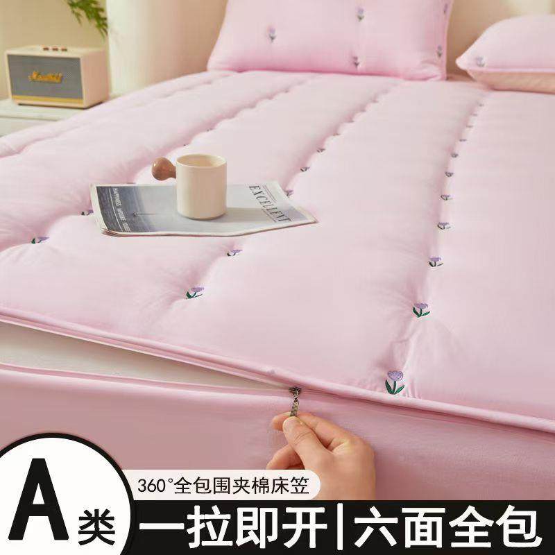 拉新款刺绣件思MVX六面全包链床笠罩席梦床垫保护套床罩单加厚防,床上用品,床裙,淘宝优惠券,粉丝福利购,淘宝优惠卷