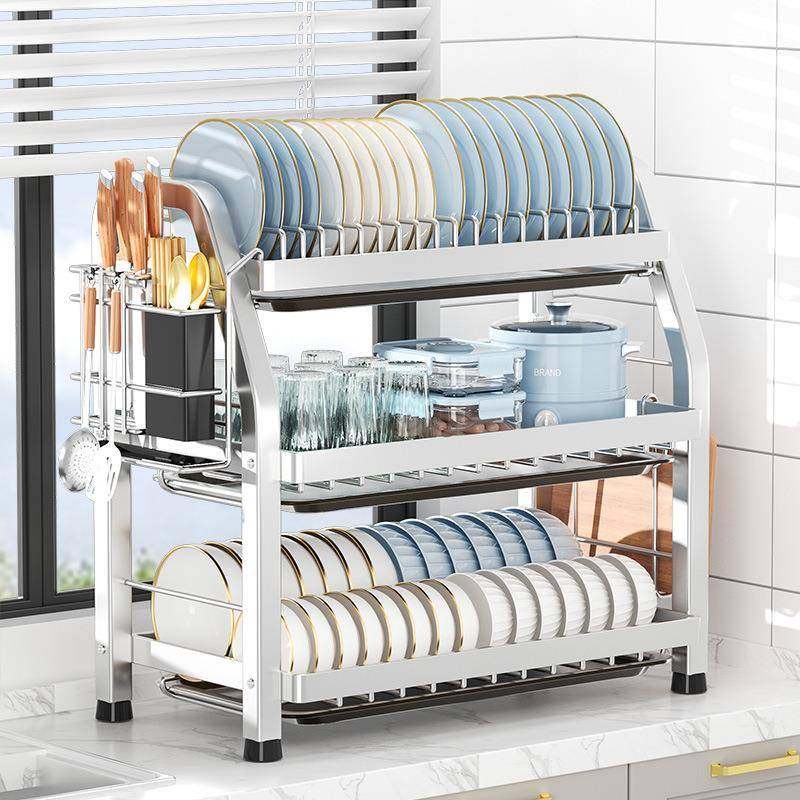 家用锈钢架厨不房碗碟收纳碗架盘子筷多功能置物M7W8465R放碗盘碗