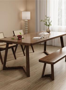 美式桃色全厅实木桌子原木餐桌法式白蜡木wyy25062客学习书桌家茶