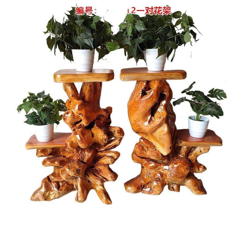 木根实雕花架天然729树根置物底座客厅阳台景鱼缸架多层绿萝盆摆