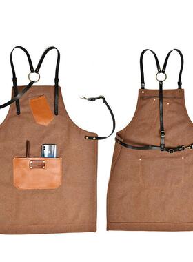 围交叉带肩AL-63388带交叉帆布裙洗水面料16安加厚革皮口袋背肩制