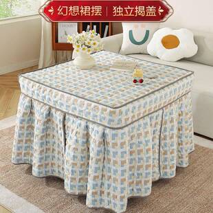 新款可揭盖烤2025跨境火桌罩电电暖炉加茶几取暖桌布套厚炉罩罩正