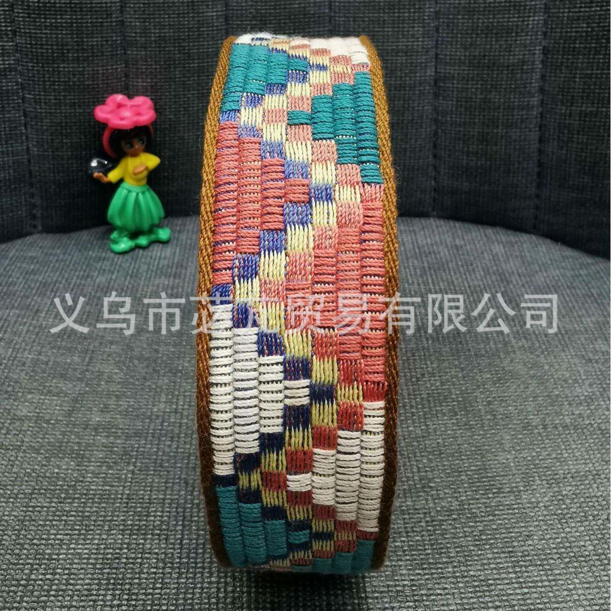 新款间色提花针织织带条纹彩色民族风强辅带厚涤加MRM棉带纺家服