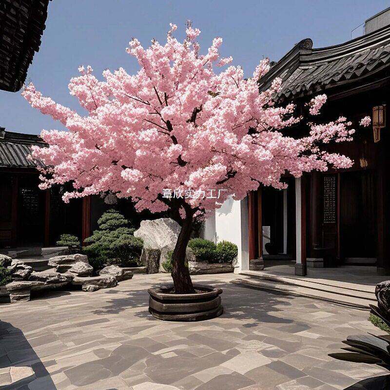 商花樱树树造景假花酒店场ZXWOQESS大型桃花摆树轻奢室内外装饰设