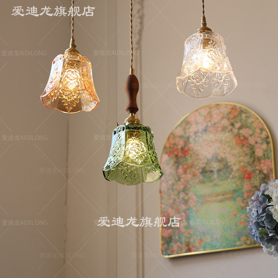 法式雕花玻璃吊灯玄关过道床头餐厅吧台日式北欧现代简约小吊灯