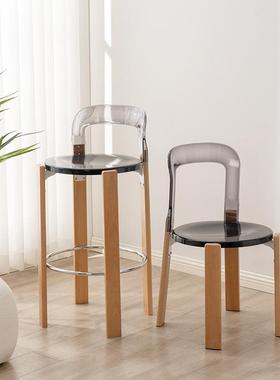 家用餐桌椅靠背书桌椅中古雷伊椅复古rey餐椅设计师实木洽谈椅子