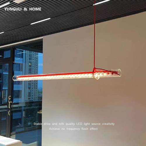 包豪斯极简一字餐桌吊灯设计师简约办公室吧台餐厅民前台长条灯具