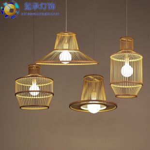 饰灯具 客厅包间茶室禅意榻榻米竹艺装 新中式 竹编餐厅吊灯田园风格
