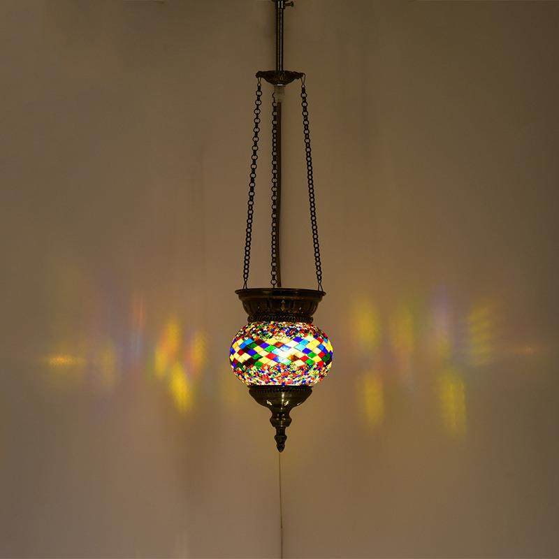 千炼土耳其玻璃吊灯复古异域浪漫餐厅火锅店民宿婚庆装饰单头吊灯