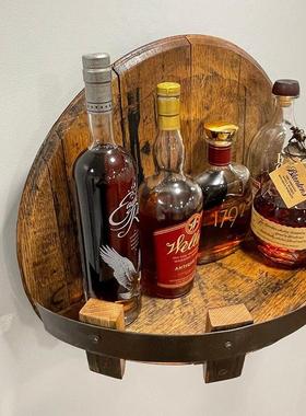 新品独立站创意木制酒架壁挂墙上收纳摆件 酒水展示台挂件装饰品