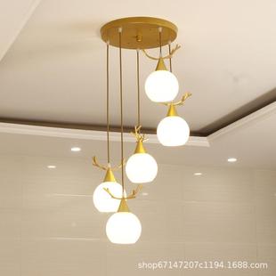简约现代鹿角复式 楼梯吊灯楼梯间灯客厅餐厅吊灯别墅旋转长吊灯具
