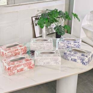 家茹伊红蓝灰老饰虎巾盒高端纸巾盒轻奢客厅茶几创纸意居装品