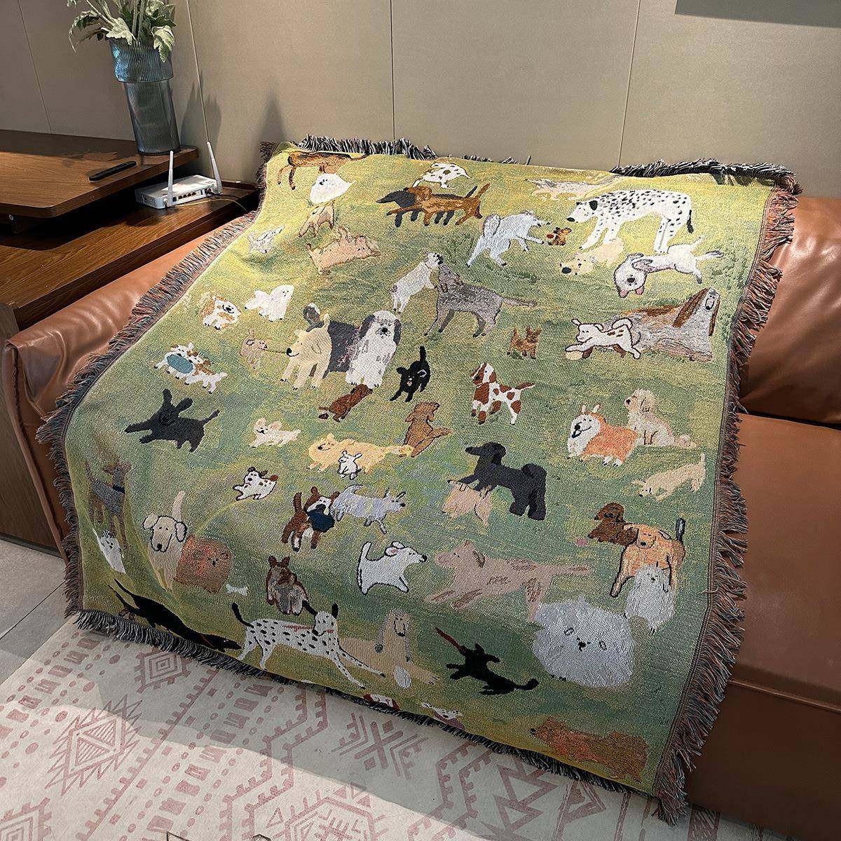狗古tb-90194乐卡通装饰挂狗毯毯插画中风壁毯园墙饰露营地毯休闲,居家布艺,挂毯/壁毯,淘宝优惠券,粉丝福利购,淘宝优惠卷