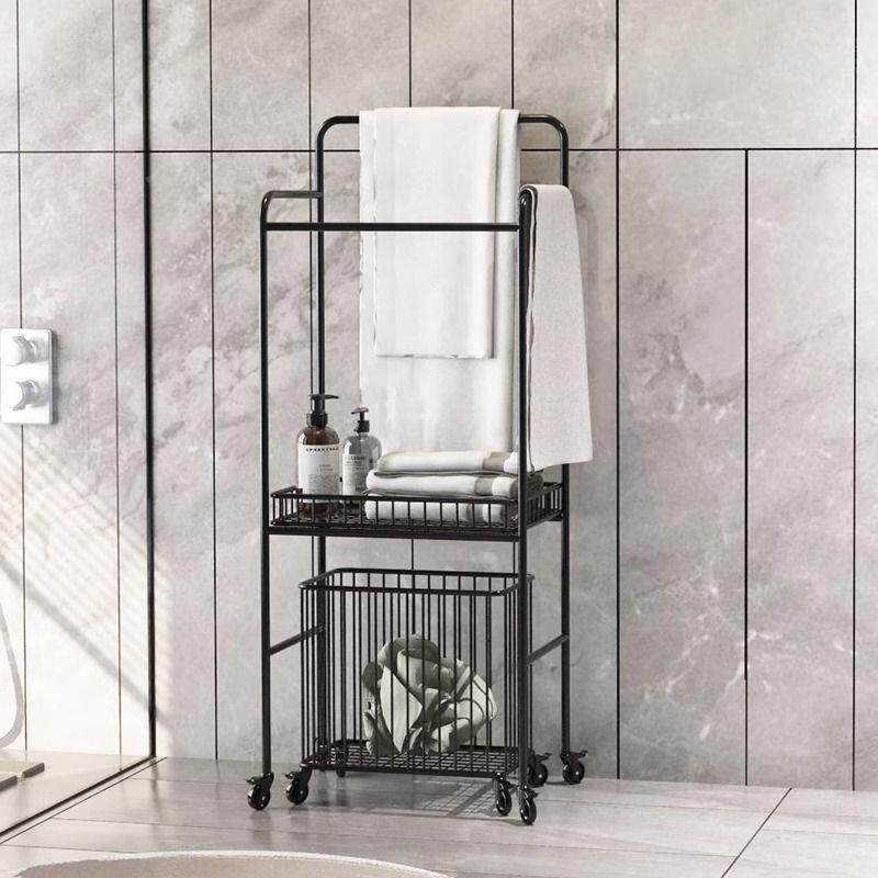 轻奢毛巾架家用卫生轮间落地浴巾动架移带浴室SWF置物洗漱台收架