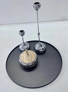 几简现CVJ代轻奢不锈钢拉丝托盘约样板房间售处酒店客楼厅茶桌面