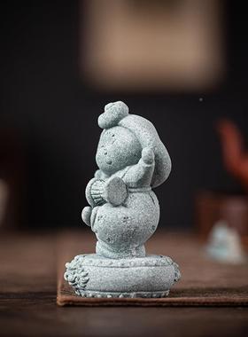 青CSZW-BJA石创意中式唐仕女吹拉唱乐器茶宠弹砂摆件家居厅鱼缸造