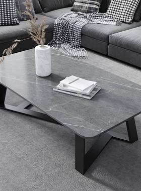 意式白色岩板茶几客厅户型家用约现代简LZP长方形时感尚小轻奢花