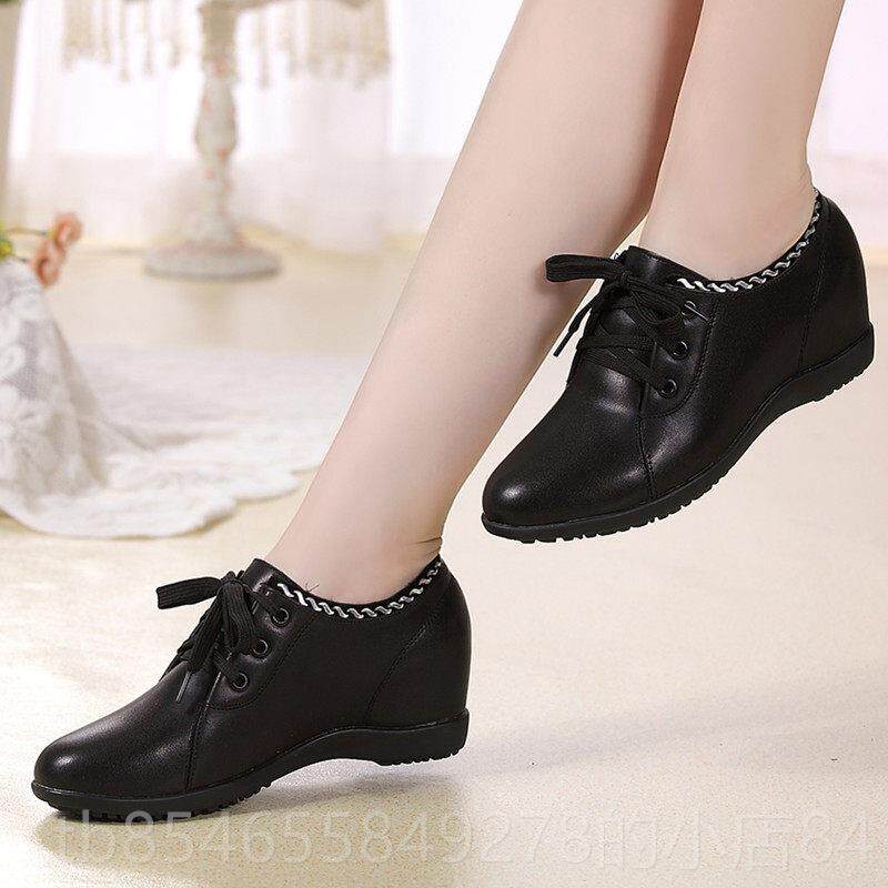 正品鞋适女平底2024新款春秋季韩版内单底增高休闲鞋子中跟舒软妈