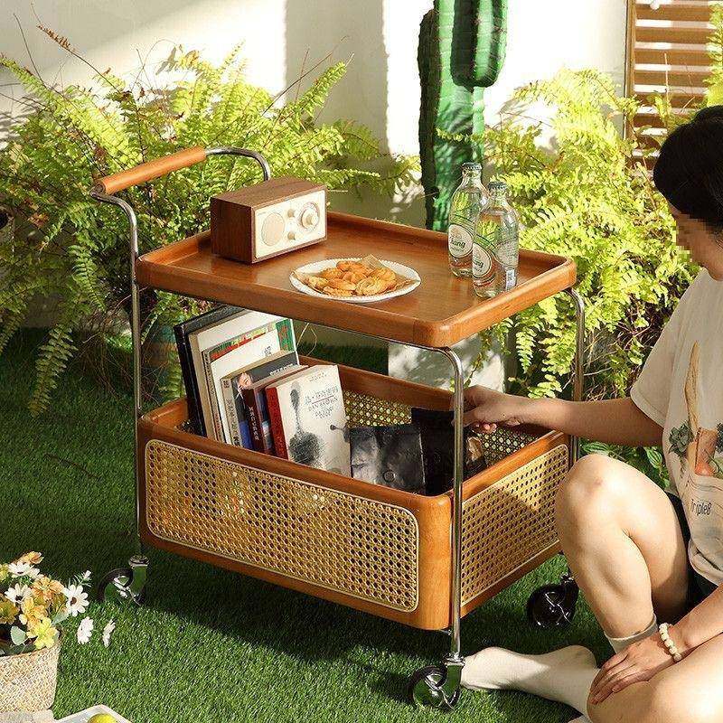 实木可移动边几中古小推车客厅沙发储物置物架藤编现代简约餐车,标准件/零部件/工业耗材,车间地垫,淘宝优惠券,粉丝福利购,淘宝优惠卷