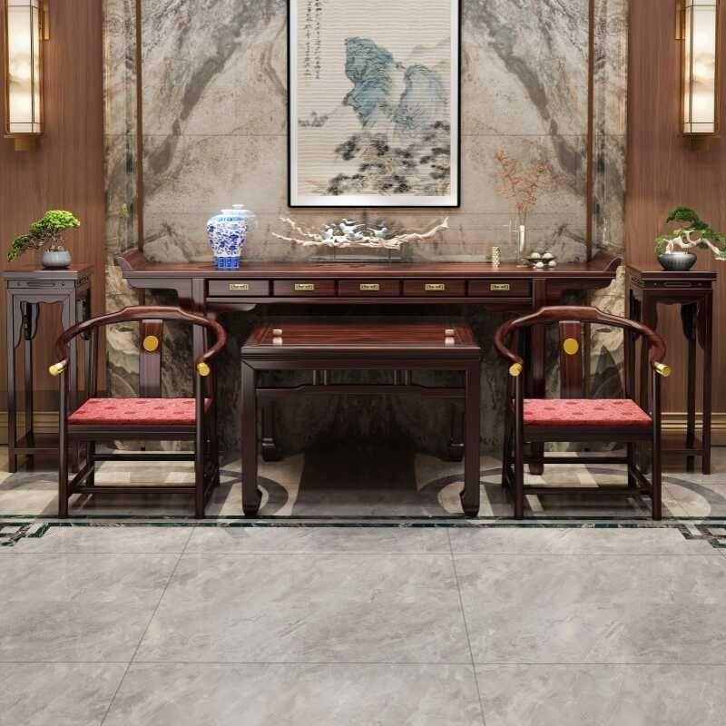 中式仿古花梨木全实木中堂客厅八仙桌供桌太师椅神台堂屋古典家具