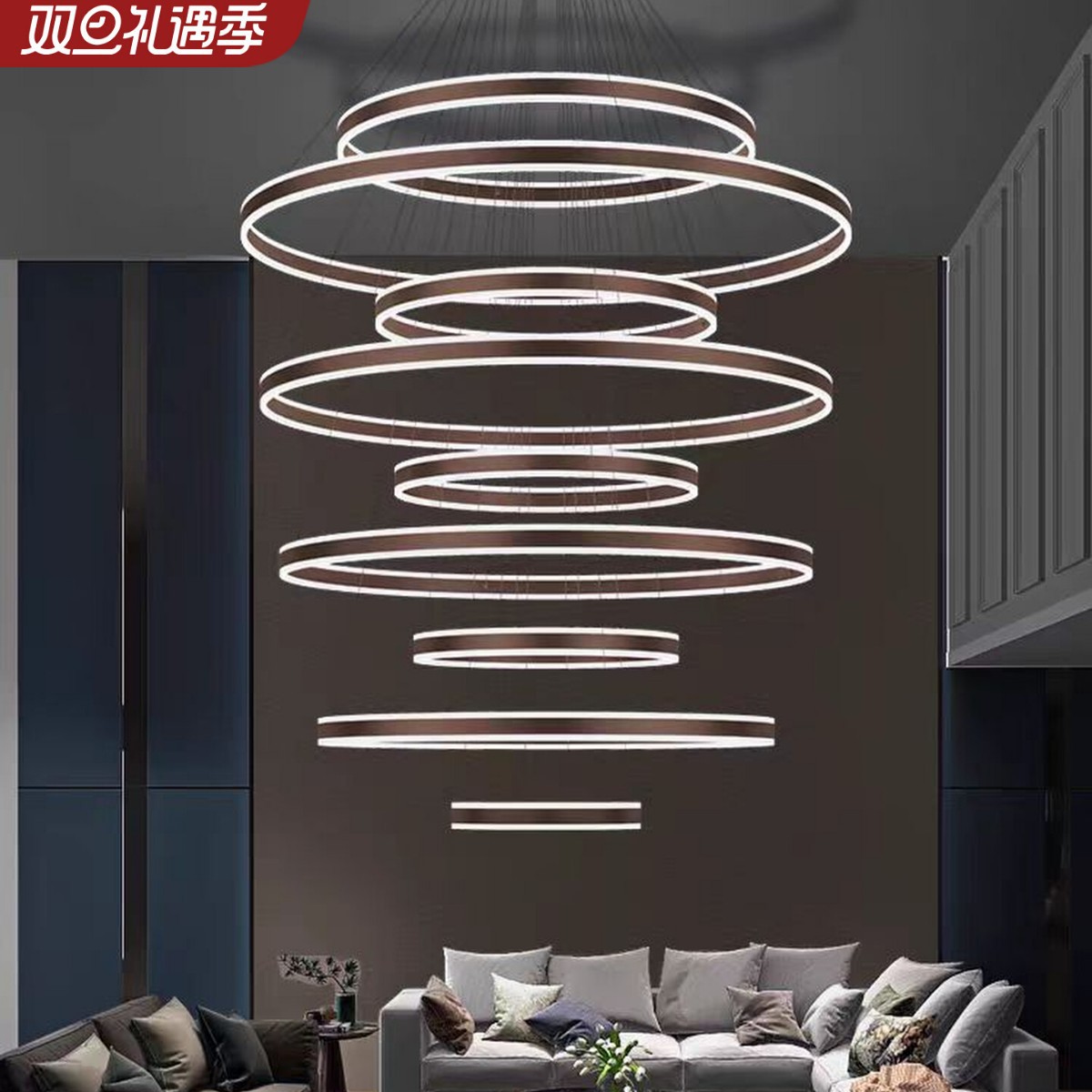 复式楼大吊灯现代简约loft公寓多层楼中楼别墅挑高客厅中空大堂灯