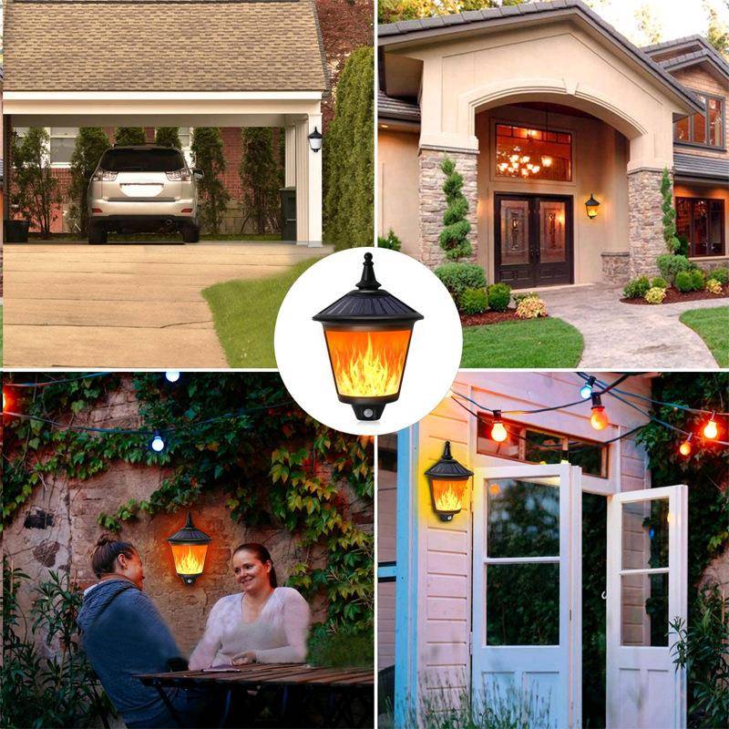 太阳能灯庭院灯户外二合一景观投光灯花园地插火焰人体感应壁灯