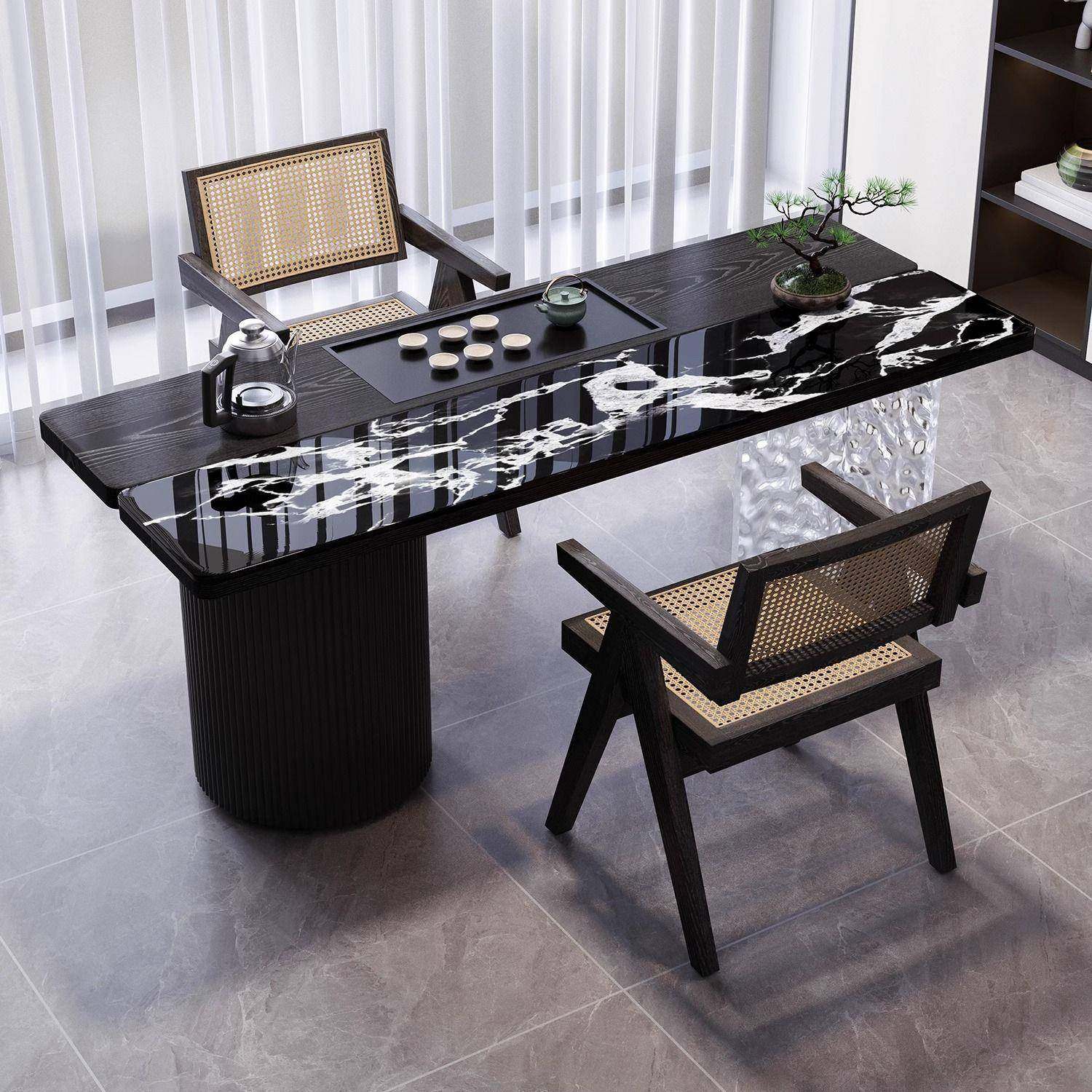 创意阳台岩板实木茶桌椅组合家用办公室茶台原木泡茶桌烧水壶一体,商业/办公家具,茶台/茶桌,淘宝优惠券,粉丝福利购,淘宝优惠卷