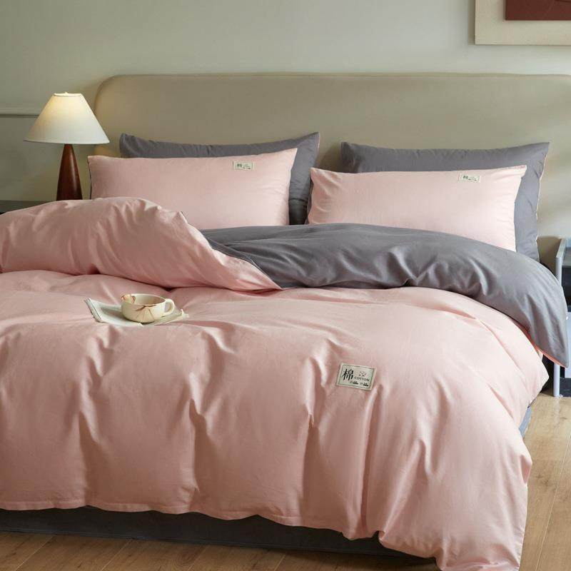 全棉四件套家用a类纯棉被套1.8米学生宿舍被罩床单款床上用品通用