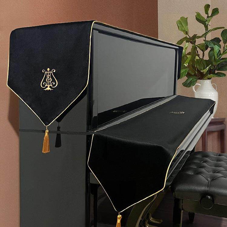 轻奢丝绒钢琴披美式复古琴旗桌旗装饰盖巾布艺钢琴防尘盖布谱架垫