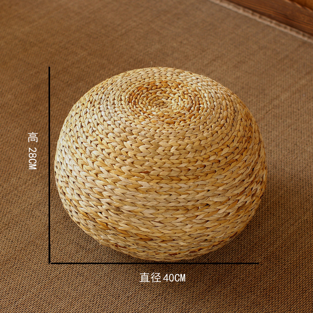 草编藤编芭蕉叶编金属结构圆鼓凳坐墩榻榻米坐凳