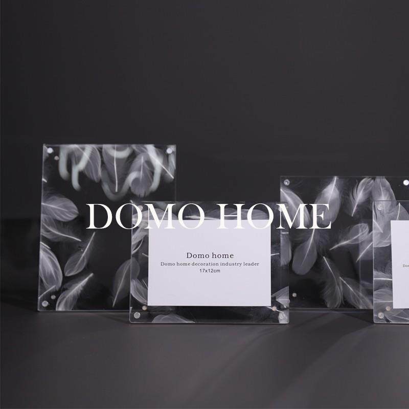 创意透明羽毛磁吸相框diy照片样板间摆台书房客厅桌面装饰画框