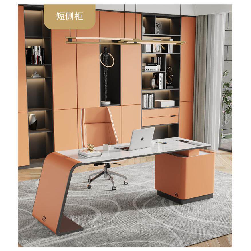 现代简总裁老极板办公桌轻奢岩桌椅高端板BGZ-012书桌家写用字台