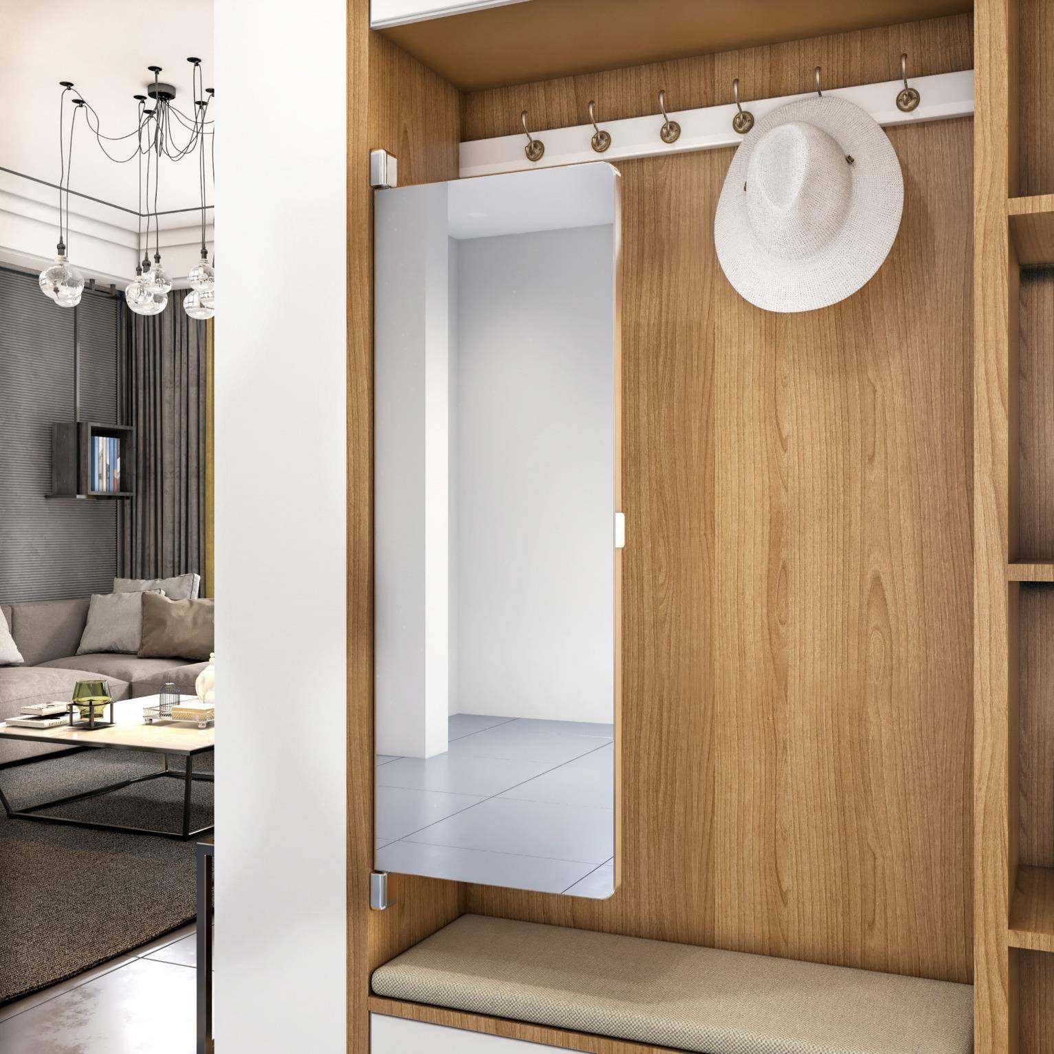 衣柜镜子橱全身镜穿衣内柜试衣镜平衣对开DKM-001门置装旋转隐形