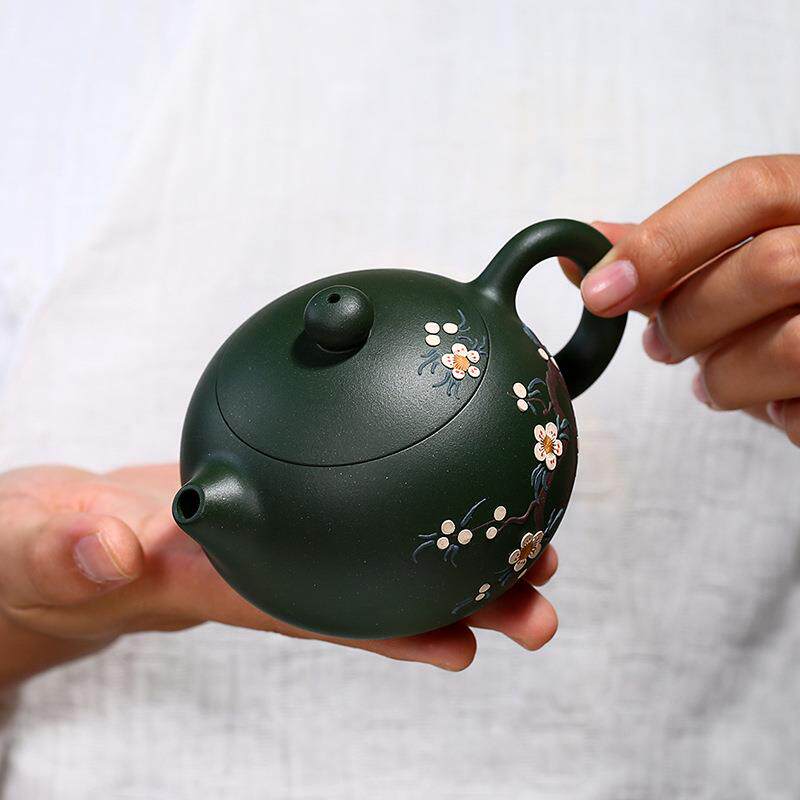 兴矿596紫枝砂壶手工制作珍藏绿泥梅西施茶原具泡茶宜壶一件