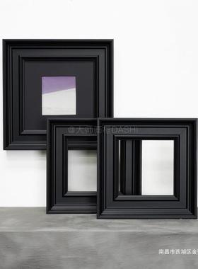 简约代现小黑色框油画外框画框实古典木中古框镜框装P8N65spZ相裱