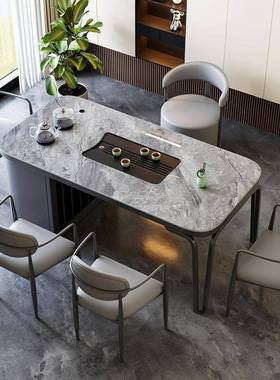 轻奢板茶桌茶椅组合现代简约用岩小家户型茶台WMX阳台多功能泡桌