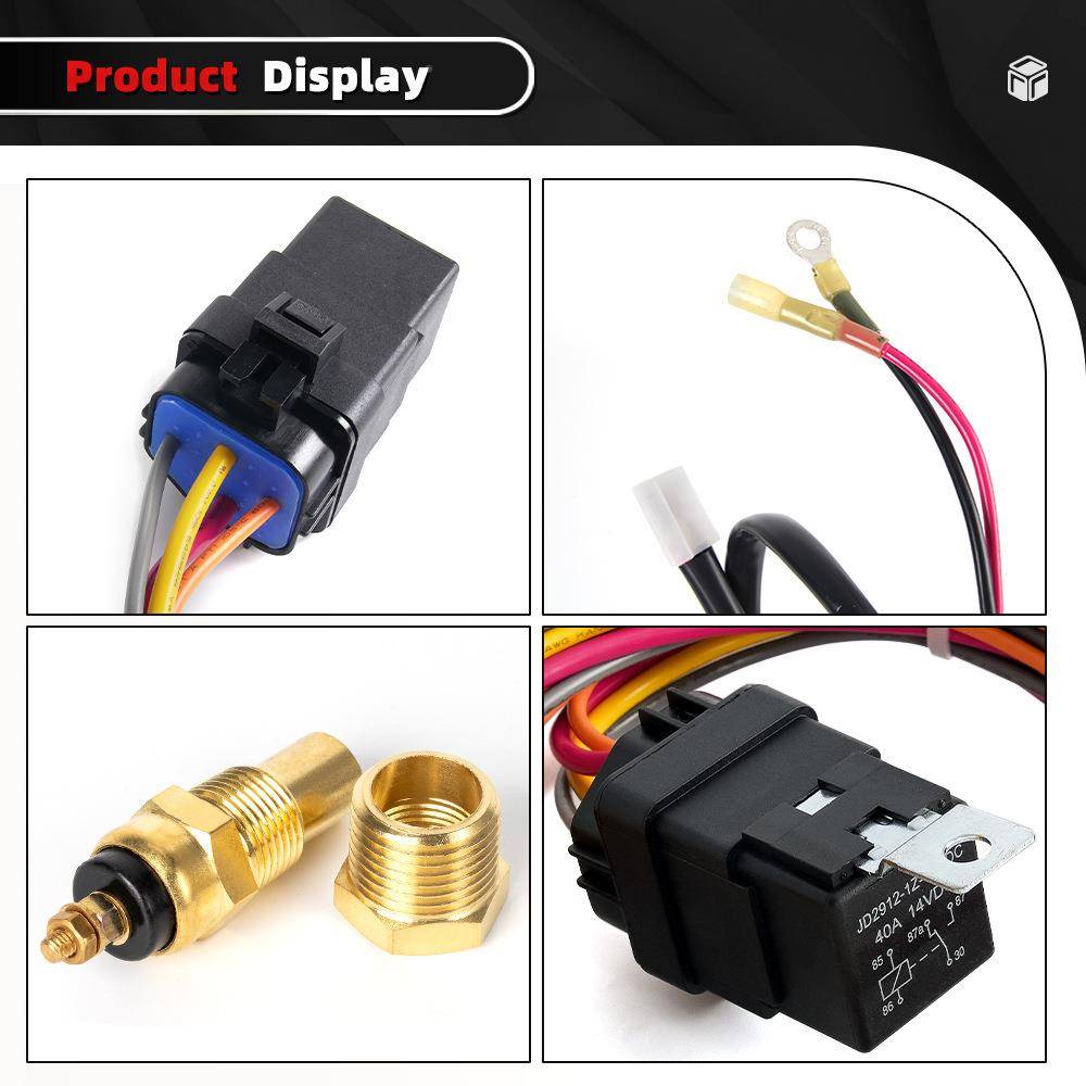 车继电汽线束件1器8WH0045套开165关12V40A双电动冷却风扇恒温器