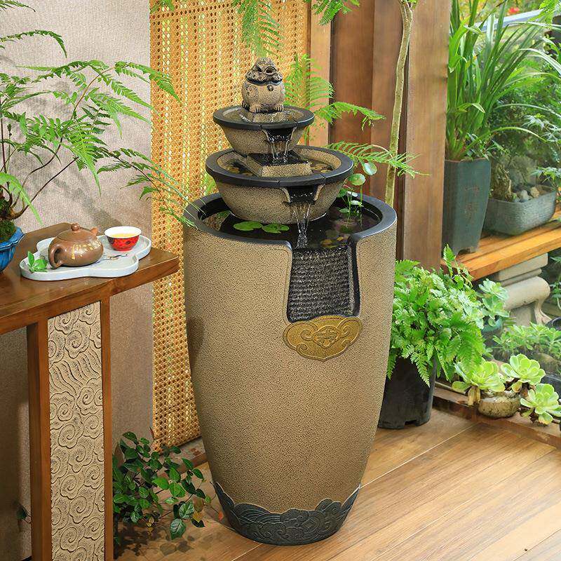 新厅落中式流水摆件电室内客视柜旁循环水YWN喷泉地新居开业招财