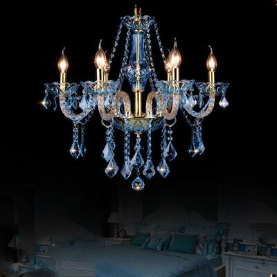 欧店式吊灯蓝24650彩色水晶灯网咖主题色酒店卧室服餐厅装灯具直