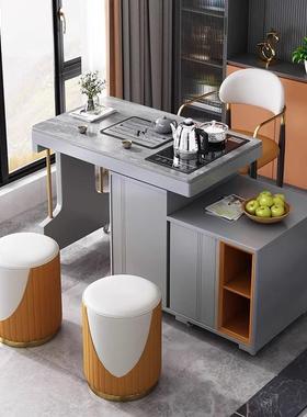 阳台岩茶桌可AWL伸缩转家用小办户板型旋客厅茶几1.2米移动公茶台