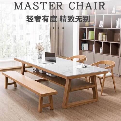 实木餐岩桌板书桌客厅双人台学习140*70-2桌家用桌电脑大长工作简