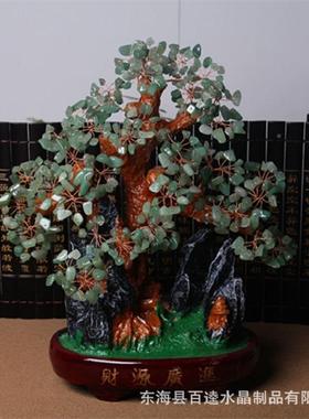 黄色水发财树招财树家居树酒柜装饰柜品客晶厅电视173摇钱开业摆