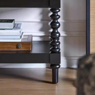 法式 黑实木玄置JSX关柜复古客厅过古道中色风斗柜屏风靠墙物台隔