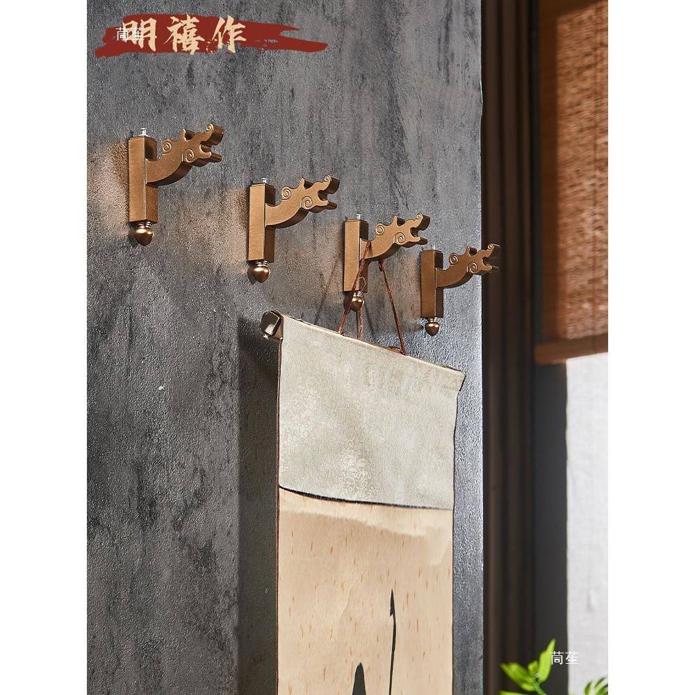 门后墙入上新中式户装饰画挂钩配中件关墙上玄创tlznfg%%艺层板拖