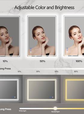 方形智能led应灯间浴室镜卫生防雾镜CMM触子摸感发光化妆镜壁挂