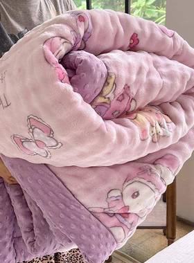 秋冬兔绒兔加厚豆豆一被子WZ100474毯子毯二合保暖可机洗休闲毯加