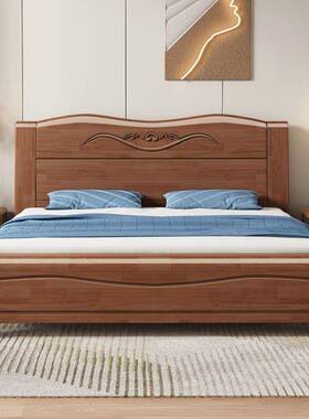 中RAT式厚榫卯橡胶简木全实木静音加1.8m主卧.双人床轻奢约15m储