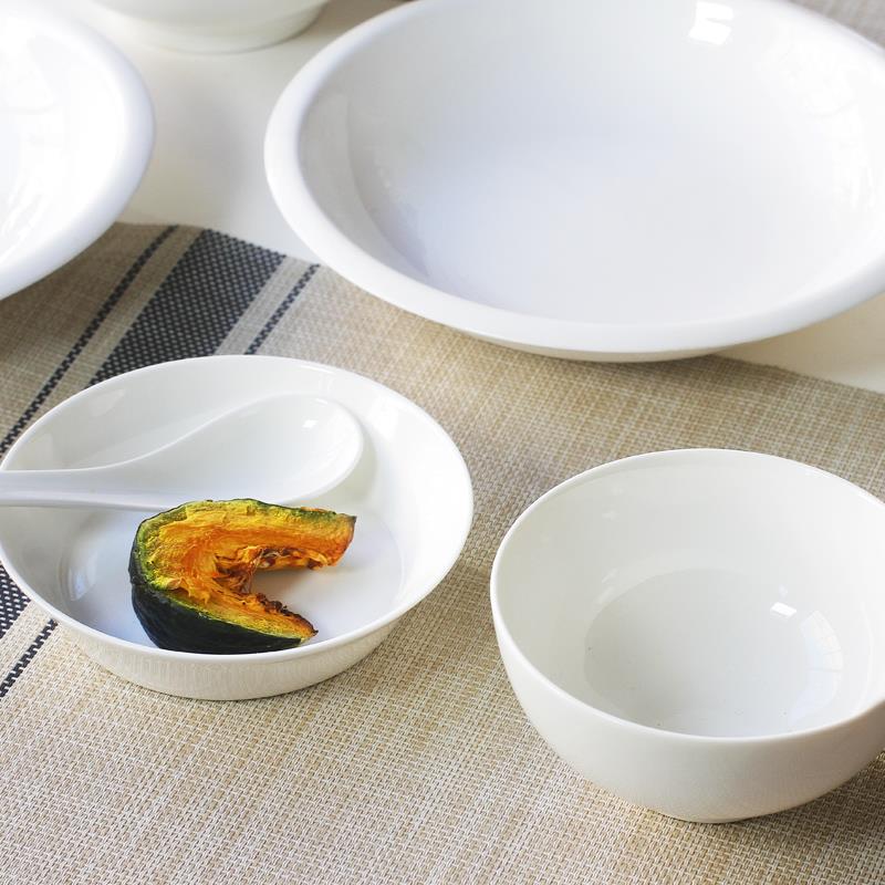 唐山骨瓷白子碗纯碟盘餐具组合套装家大容量过年用聚餐266可微波