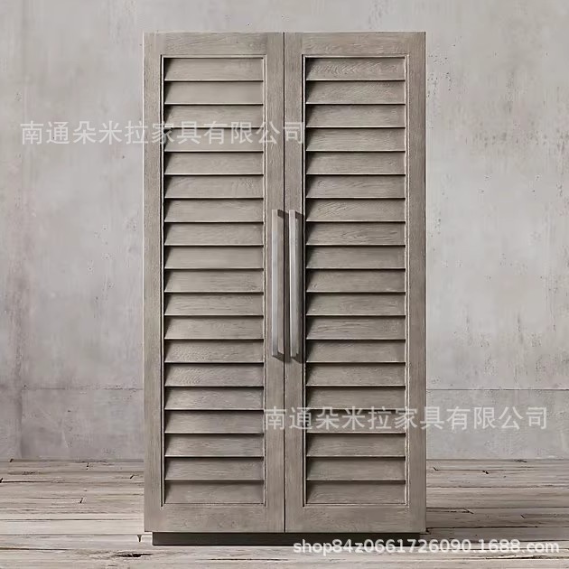 RH工业风橡木做旧双门衣柜